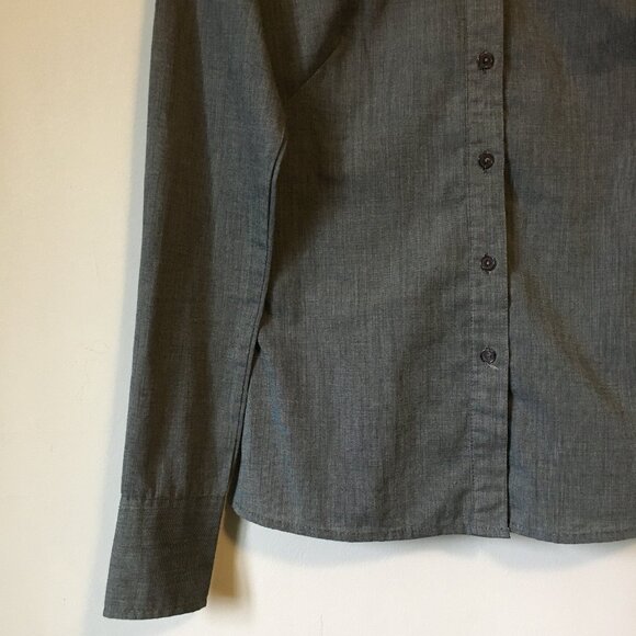 Vintage Suzy Shier Industrial Grey Cotton Blend Button Up Dress Shirt - Picture 5 of 14